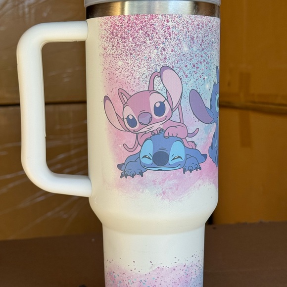 Stanley Glittery Pink and Blue Stitch Mug 40 oz - Picture 2 of 6